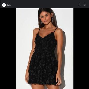 Lulus “Feeling Flirty” Black Floral Applique Mini Dress!